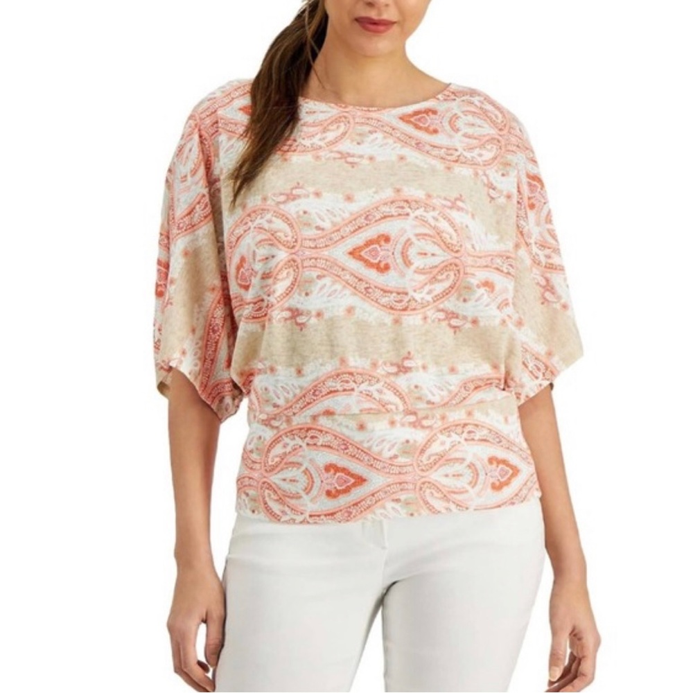 JM COLLECTION Paisley Romance Blouse with Dolman Sleeves Size 2X